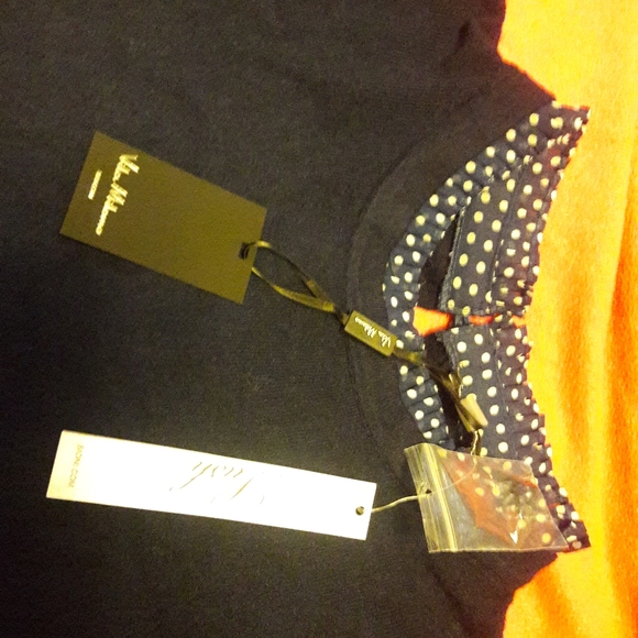 VILA MILANO  HIGH NECK RUFFLES NAVY  SWEATER SZ M NWT - Picture 7 of 9